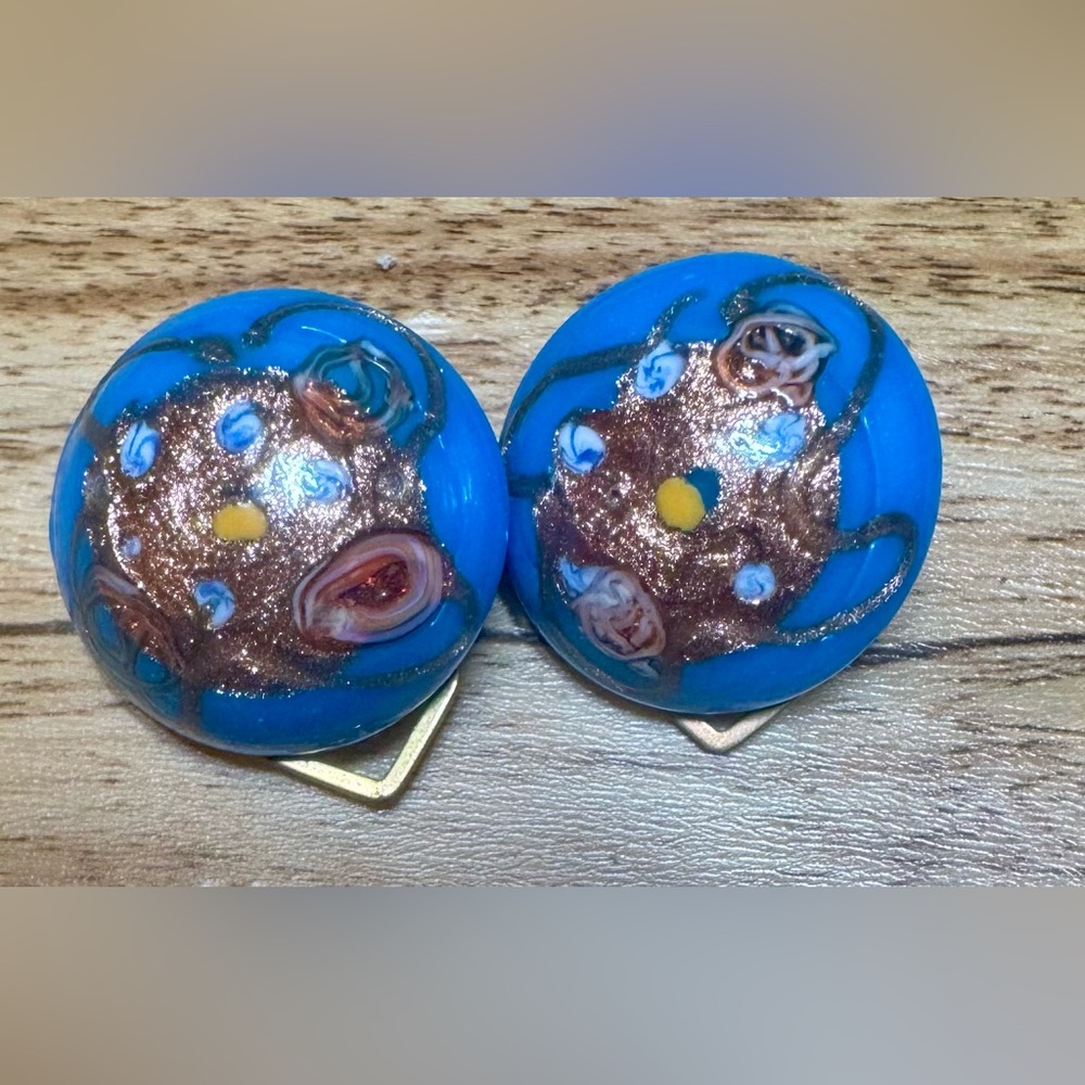 Murano Glass Venetian Wedding Cake Clip on Earrings